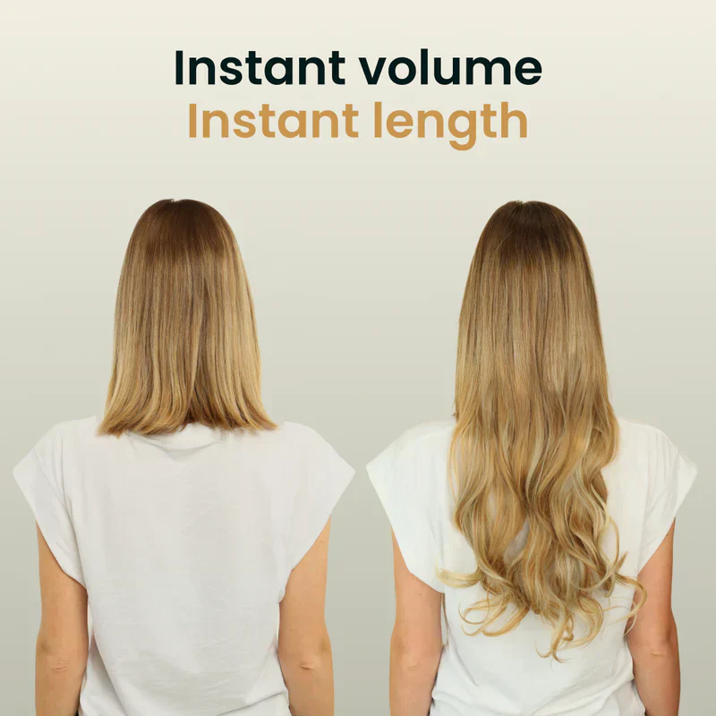 Blonde—High Quality Halo Hair Extensions(Comprising Wavy + Straight)