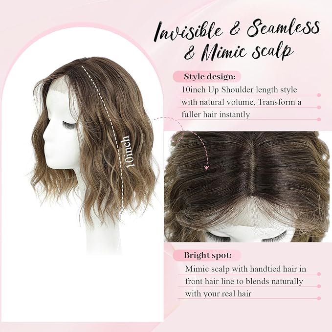 10inch Short Wavy Clip in Hair Topper for Women-Star