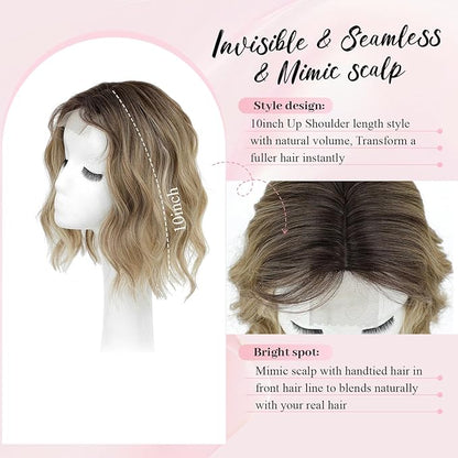10inch Short Wavy Clip in Hair Topper for Women-Star