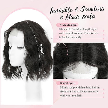 10inch Short Wavy Clip in Hair Topper for Women-Star