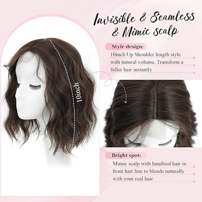 10inch Short Wavy Clip in Hair Topper for Women-Star