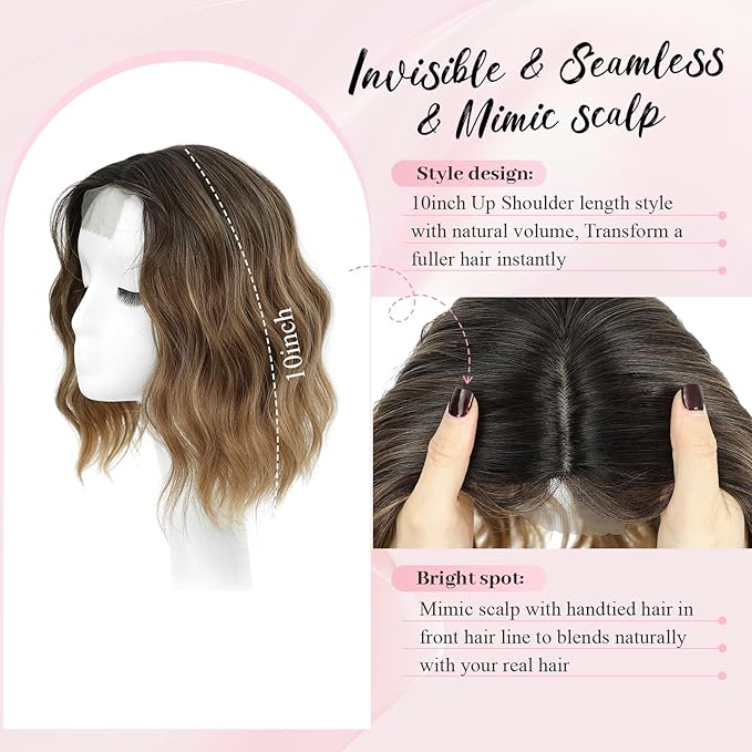 10inch Short Wavy Clip in Hair Topper for Women-Star