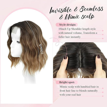 10inch Short Wavy Clip in Hair Topper for Women-Star
