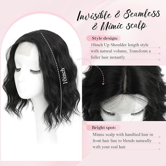 10inch Short Wavy Clip in Hair Topper for Women-Star