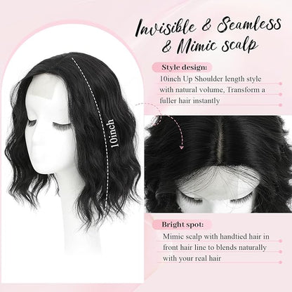 10inch Short Wavy Clip in Hair Topper for Women-Star