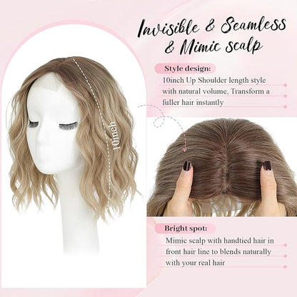 10inch Short Wavy Clip in Hair Topper for Women-Star