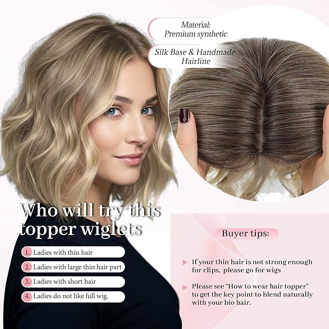 10inch Short Wavy Clip in Hair Topper for Women-Star