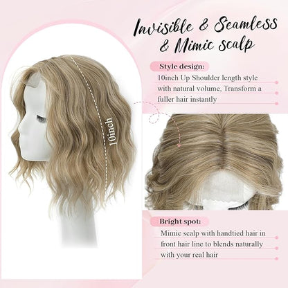 10inch Short Wavy Clip in Hair Topper for Women-Star