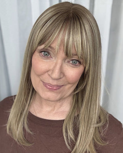 Human Hair Topper with Bangs | Hair Piece for Thinning Hair
