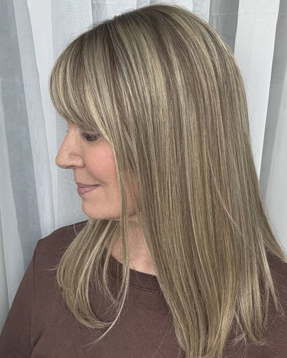 Human Hair Topper with Bangs | Hair Piece for Thinning Hair